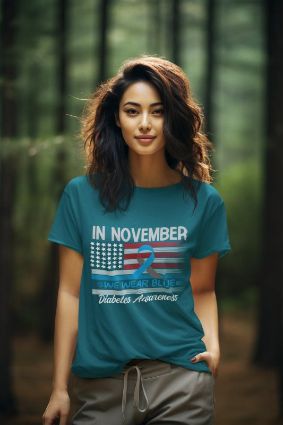 In November We Wear Blue - Diabetes Awareness T-Shirt: Choose Your Color & Material!