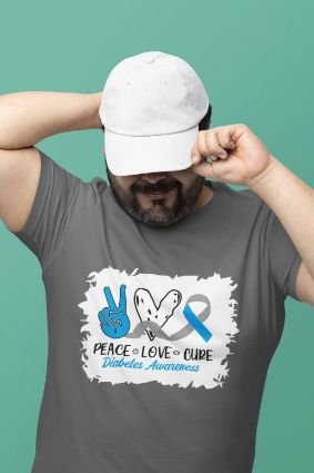 Spread Awareness with Style - Peace Love Cure Diabetes T-Shirt Collection: Choose Your Material & Color Today!