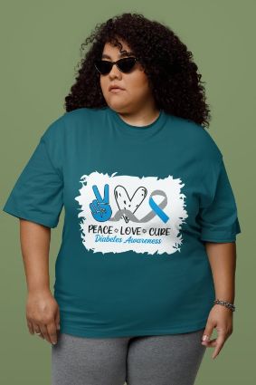 Spread Awareness with Style - Peace Love Cure Diabetes T-Shirt Collection: Choose Your Material & Color Today!