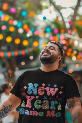 Embrace 365 Days of Authenticity with Our 'New Year Same Me' T-Shirt - Available in Multiple Materials and Vibrant Colors!