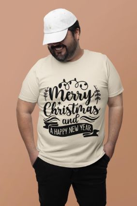 Festive Merry Christmas and Happy New Year T-shirt - Choose Your Color and Style Today!