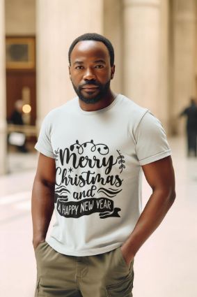 Festive Merry Christmas and Happy New Year T-shirt - Choose Your Color and Style Today!