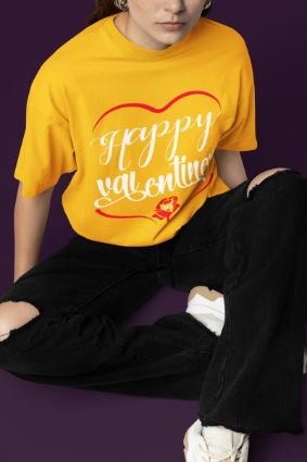 Spread Love with Our Happy Valentine's T-Shirt - Available in Multiple Colors and Fabrics!